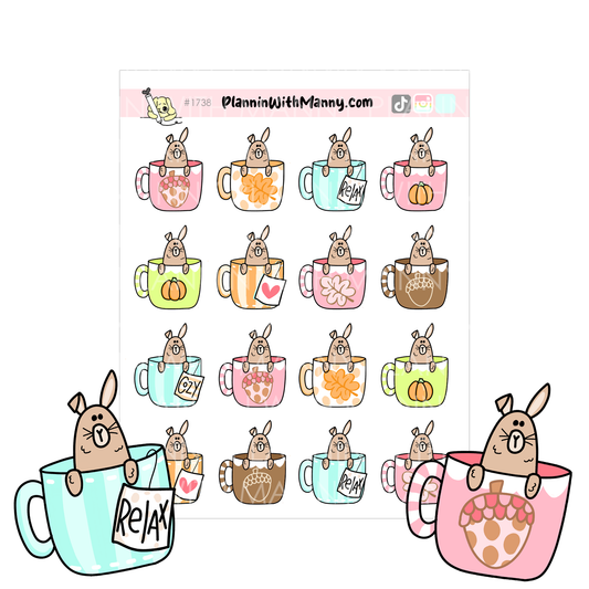 1738 Grumpy Buns Cups Planner Stickers