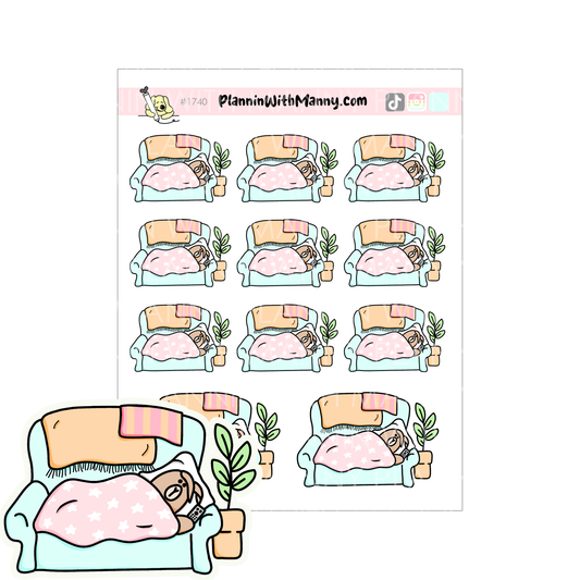 1740 Couch Time Grumpy Buns Planner Sticker