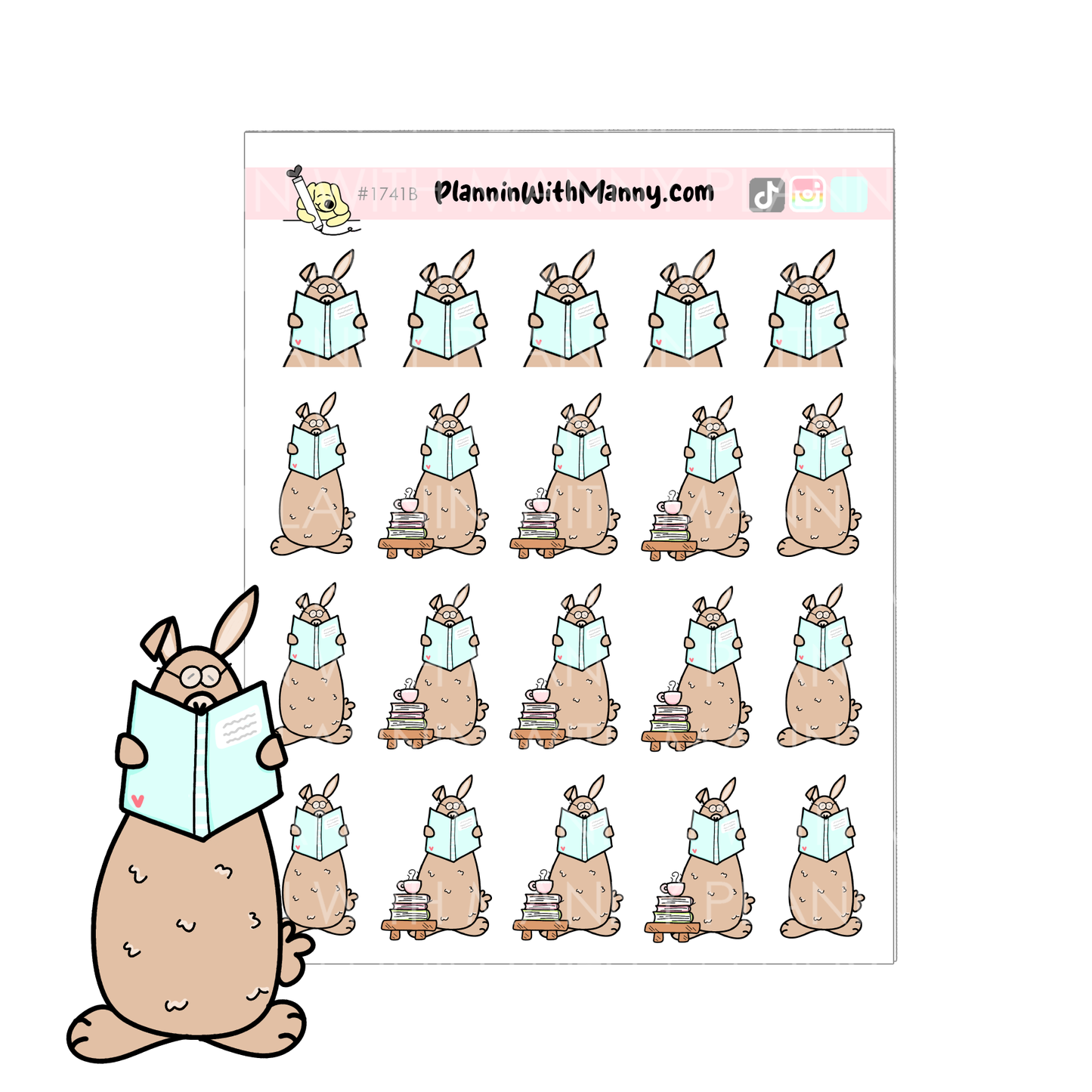 1741 Reading Grumpy Bear Planner Stickers