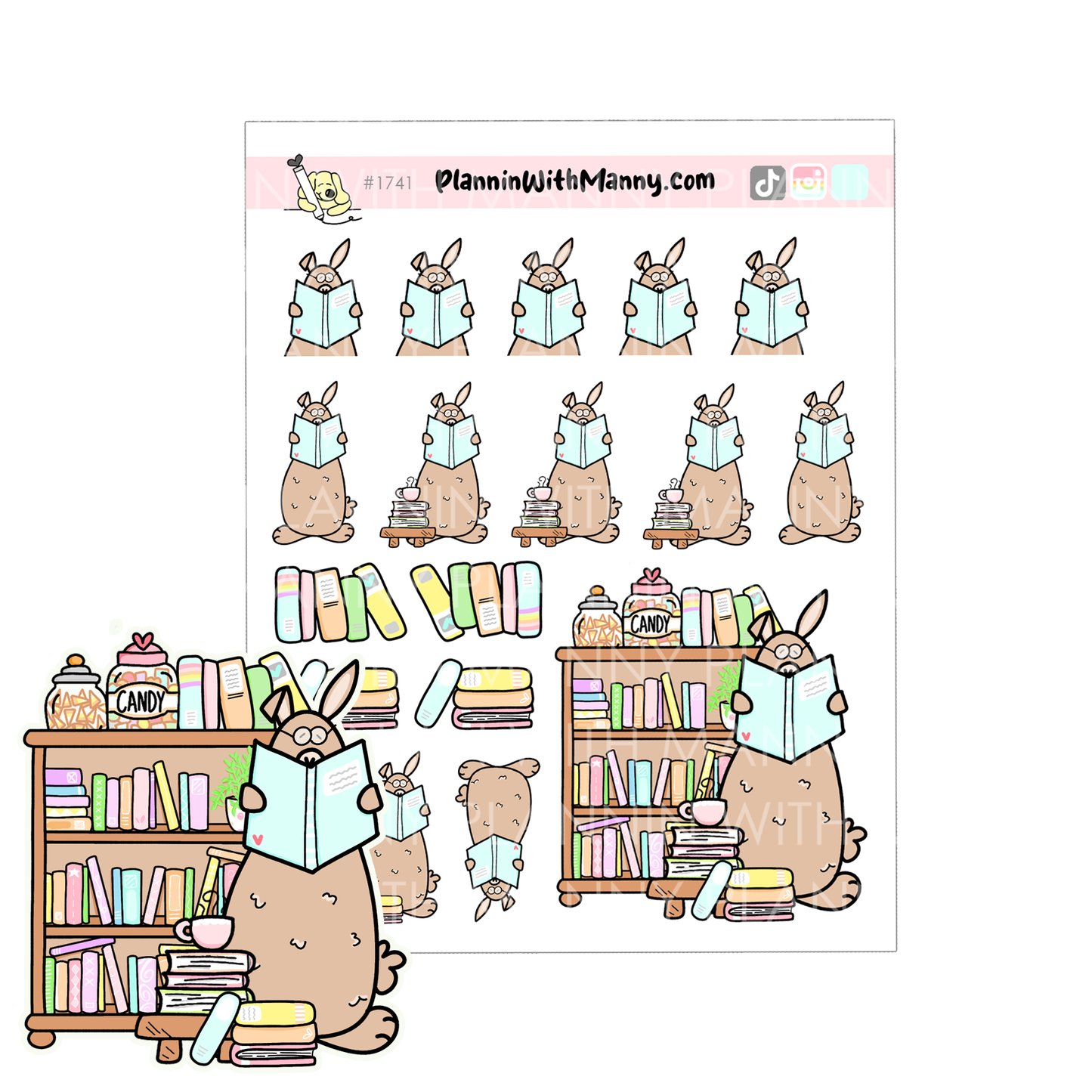 1741 Reading Grumpy Bear Planner Stickers