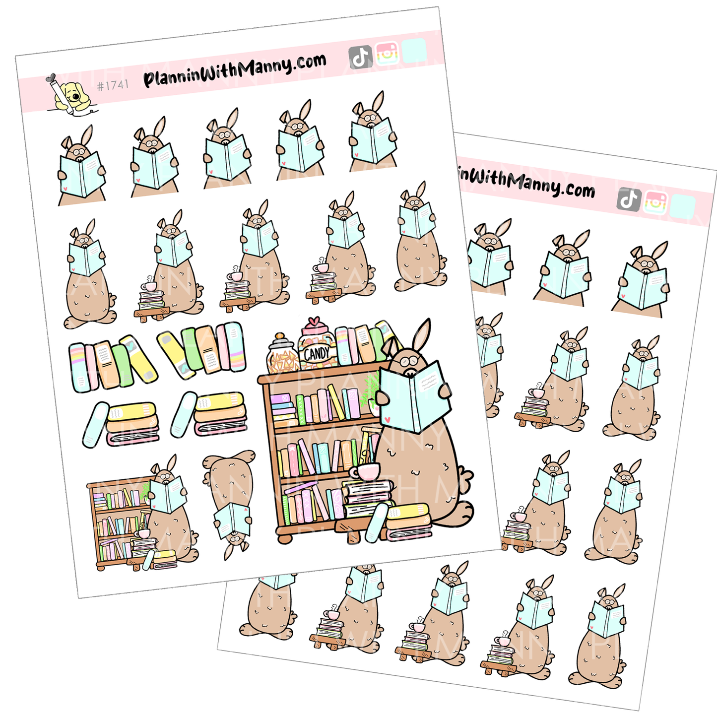 1741 Reading Grumpy Bear Planner Stickers