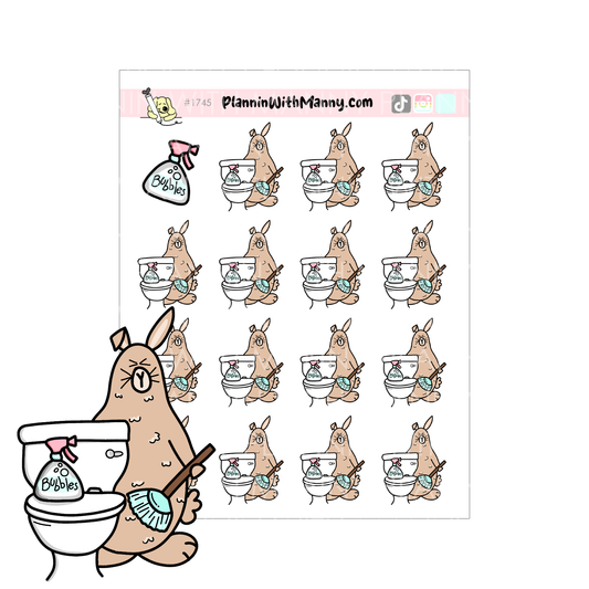 1745 Toilet Cleaning Grumpy Buns Planner Stickers