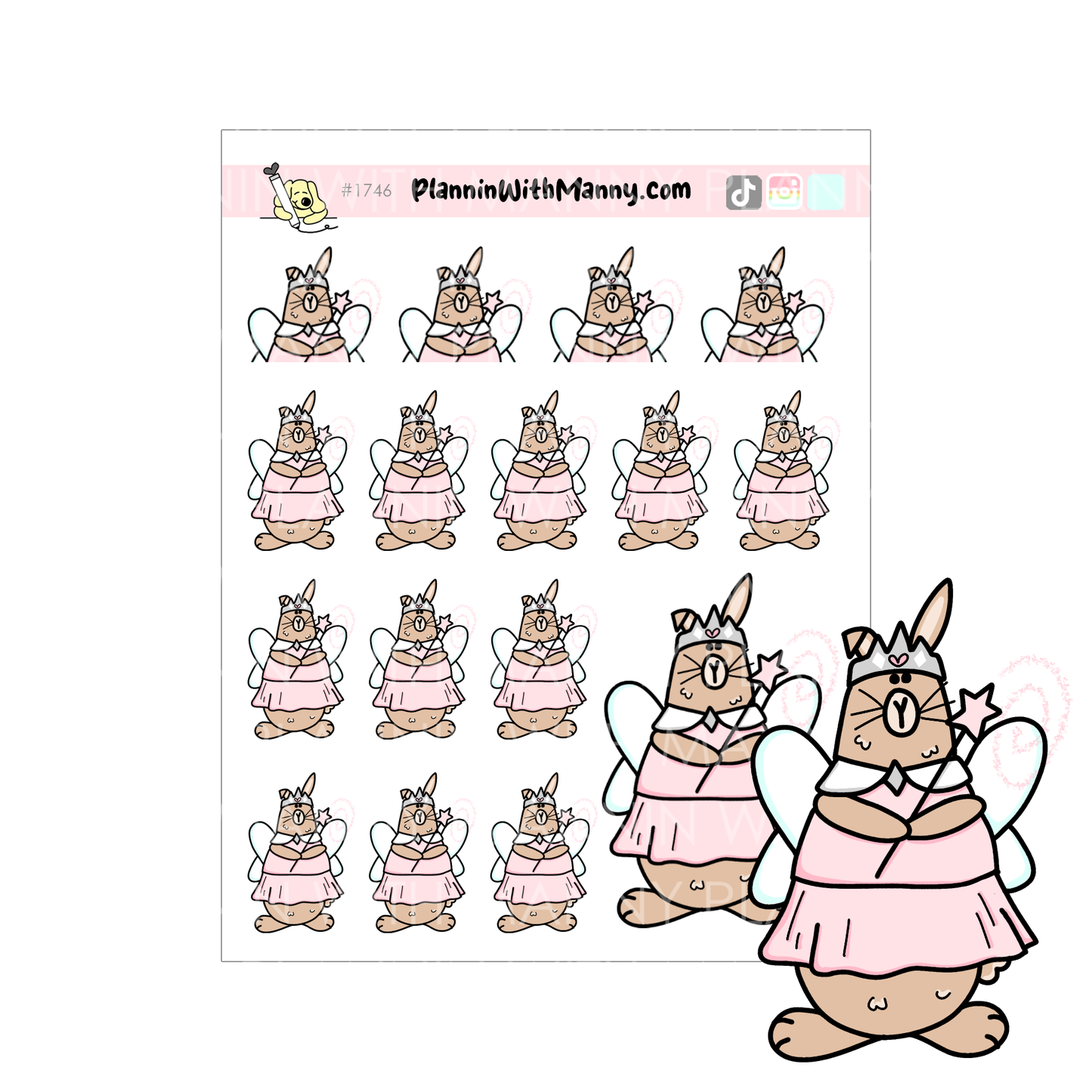 1746 Princess Grumpy Buns Planner Stickers