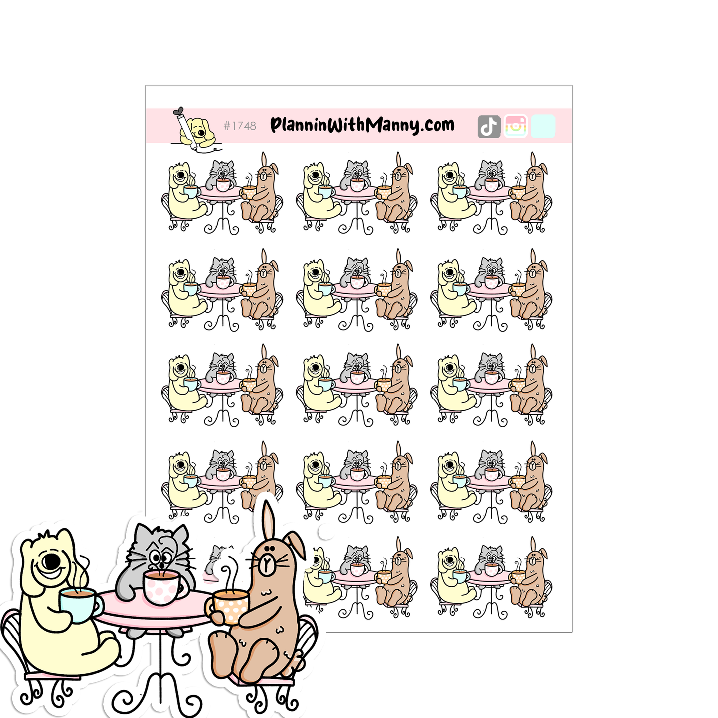 1748 Coffee Date with Friends Planner Stickers