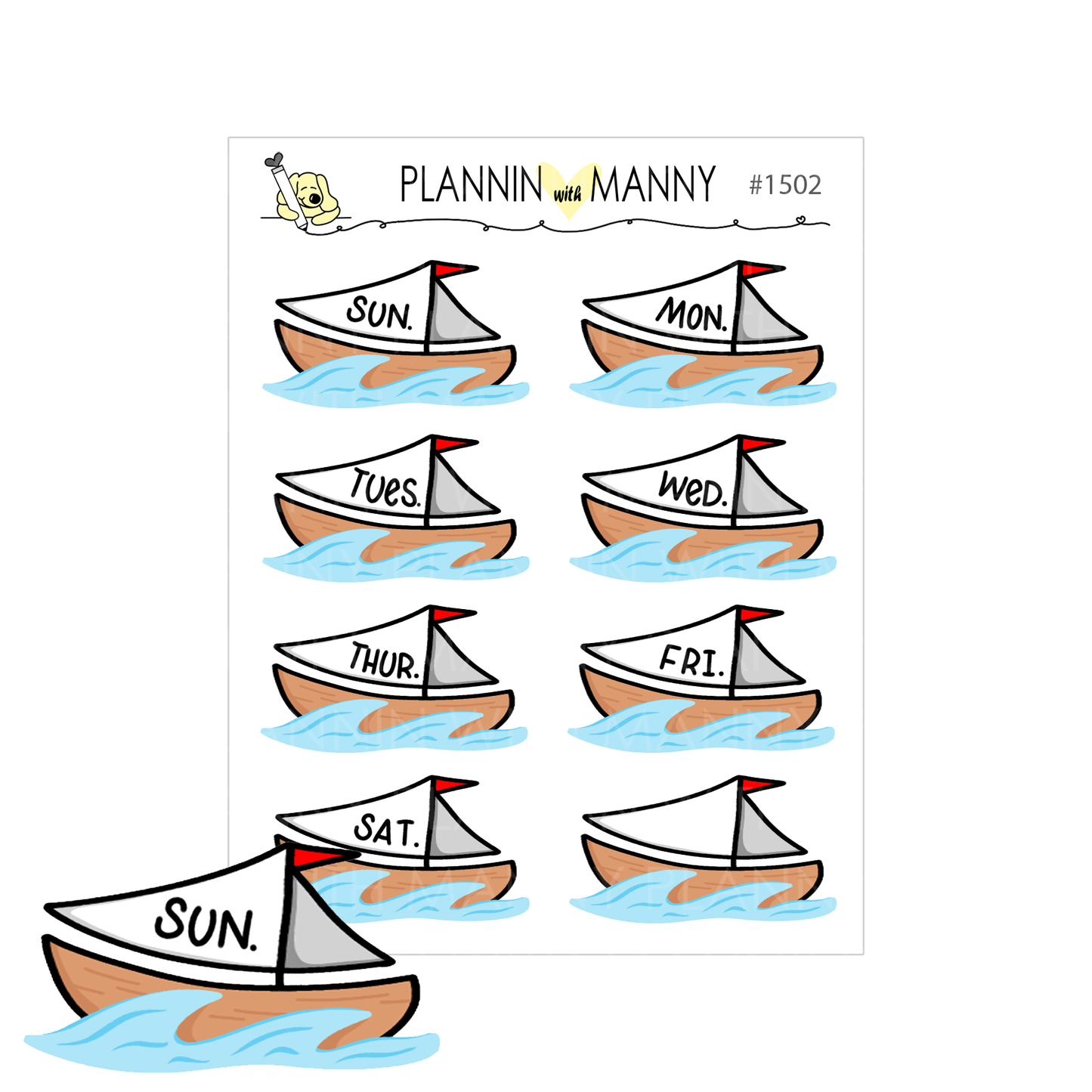 1502 Sailboat Date Cover Planner Stickers