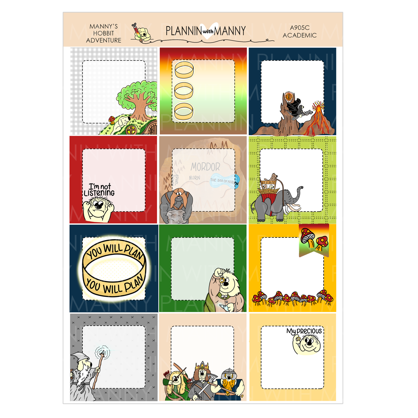 A905C Hobbit Adventures 1.5" Square Stickers