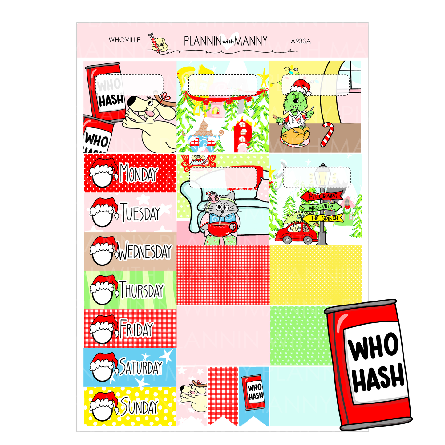 A933 ACADEMIC 5 & 7 Day Weekly Planner Kit and Hybrid Planner - Whoville Collection