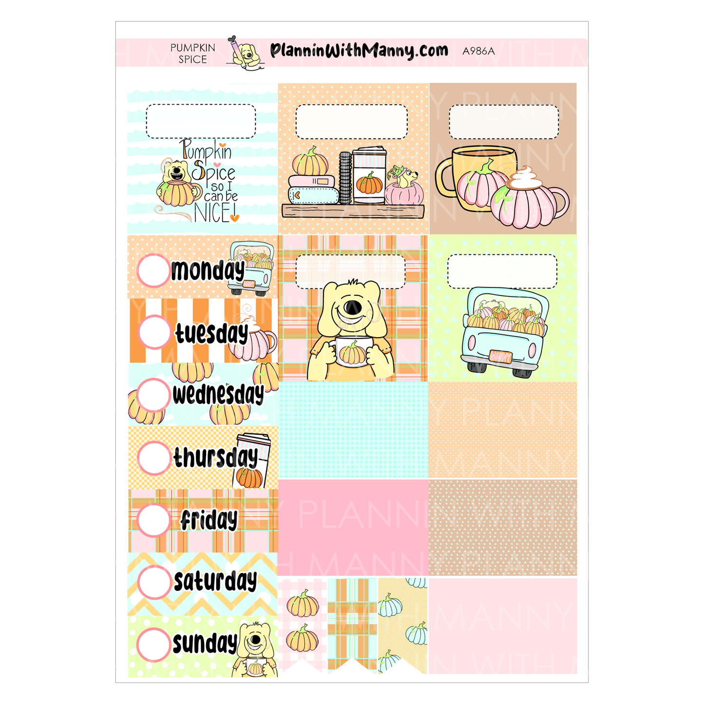 A986 5 & 7 Day Weekly Planner Kit and Hybrid Planner -Pumpkin Spice