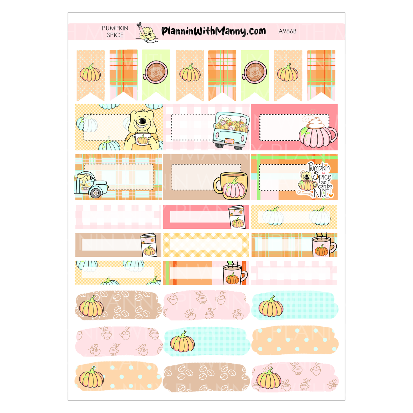 A986 5 & 7 Day Weekly Planner Kit and Hybrid Planner -Pumpkin Spice