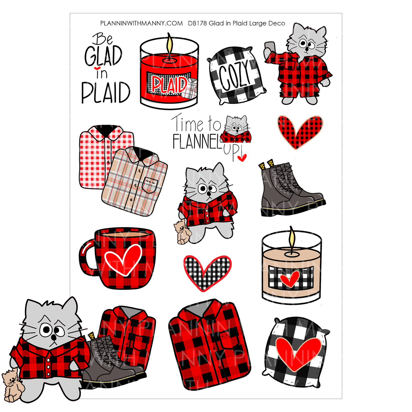 DB178 Glad in Plaid Large Deco Sticker Sheet