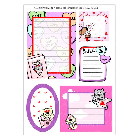 DB189 Love Squad Notes Sticker Sheet