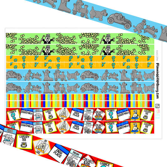 MK129W Mannyopoly Washi Sticker Sheet