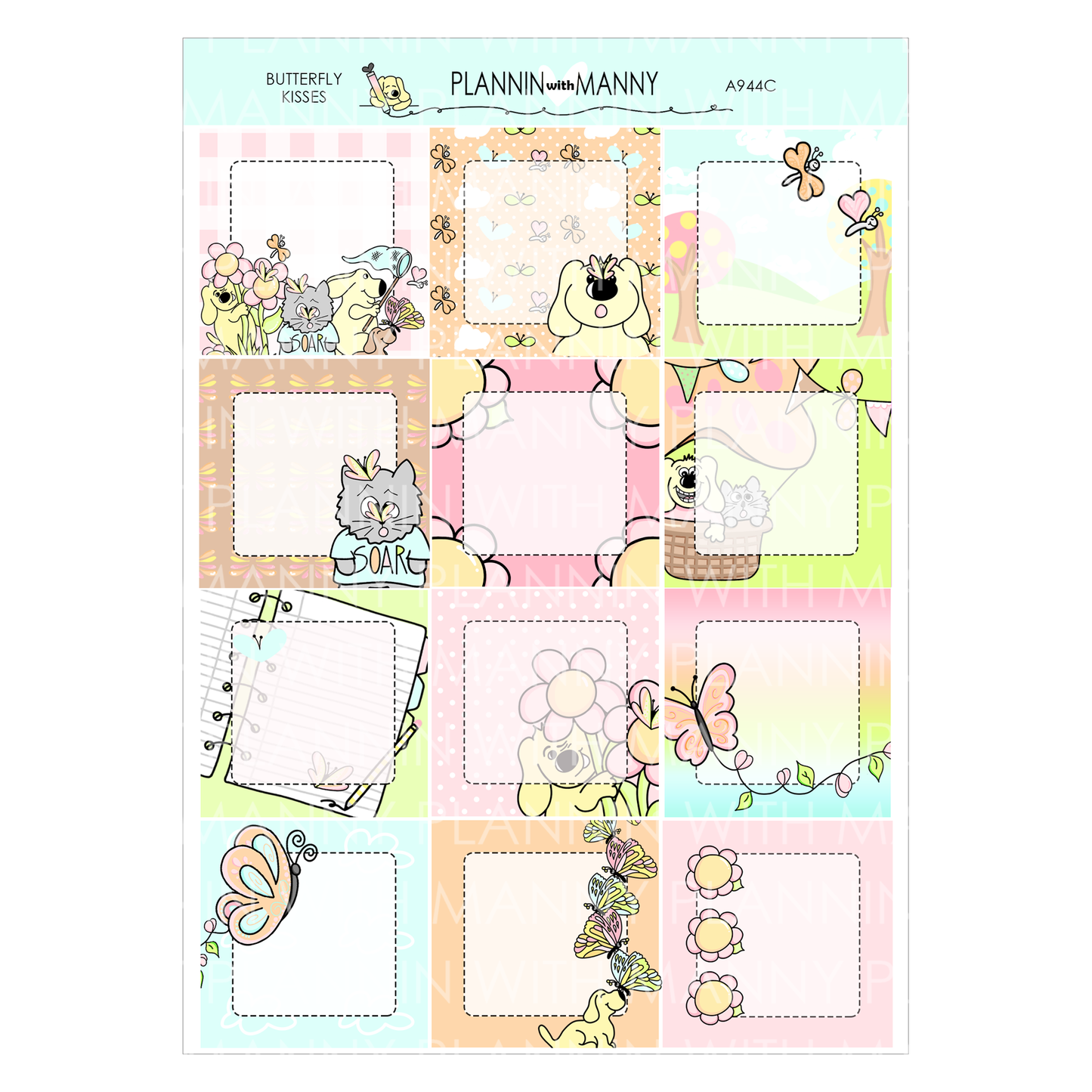 A944 ACADEMIC 5 & 7 Day Weekly Planner Kit and Hybrid Planner -Butterfly Kisses Collection