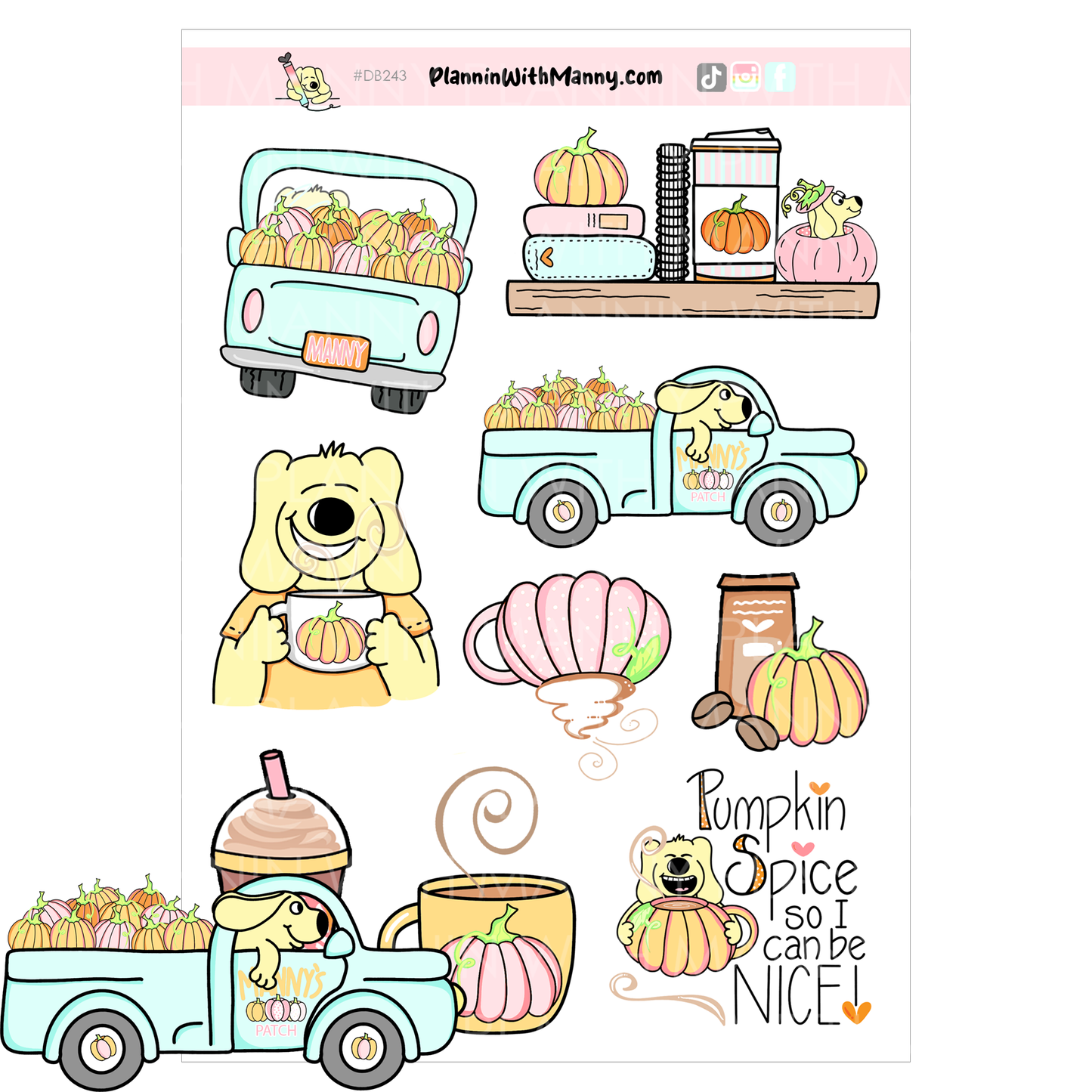 DB243 Pumpkin Spice - Large Deco Stickers