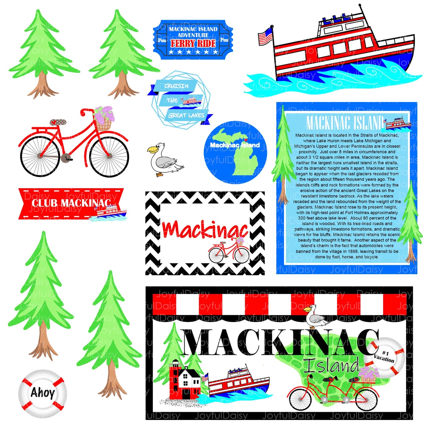 JD109 Mackinac Island Ferry Scrapbooking Die cuts