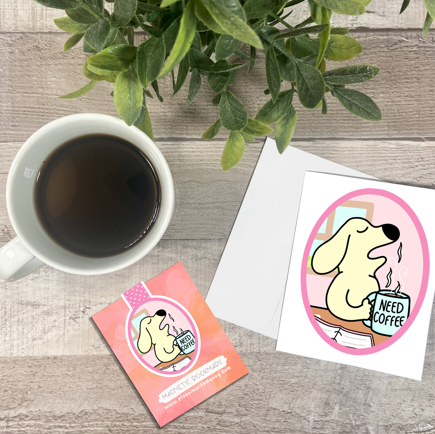 Need Coffee... Vinyl Sticker, Magnetic Bookmark, & Notecard MB79