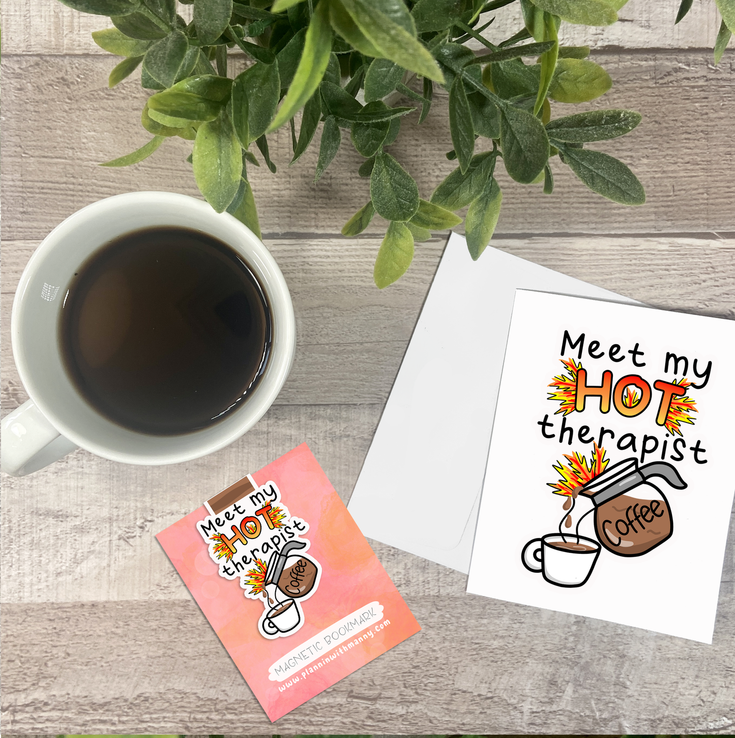 Meet my HOT Therapist Vinyl Sticker, Magnetic Bookmark, & Notecard MB87