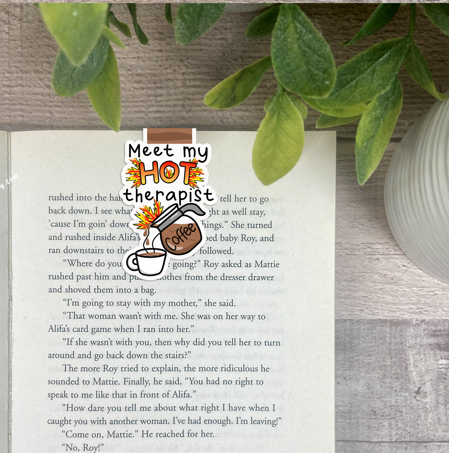 Meet my HOT Therapist Vinyl Sticker, Magnetic Bookmark, & Notecard MB87