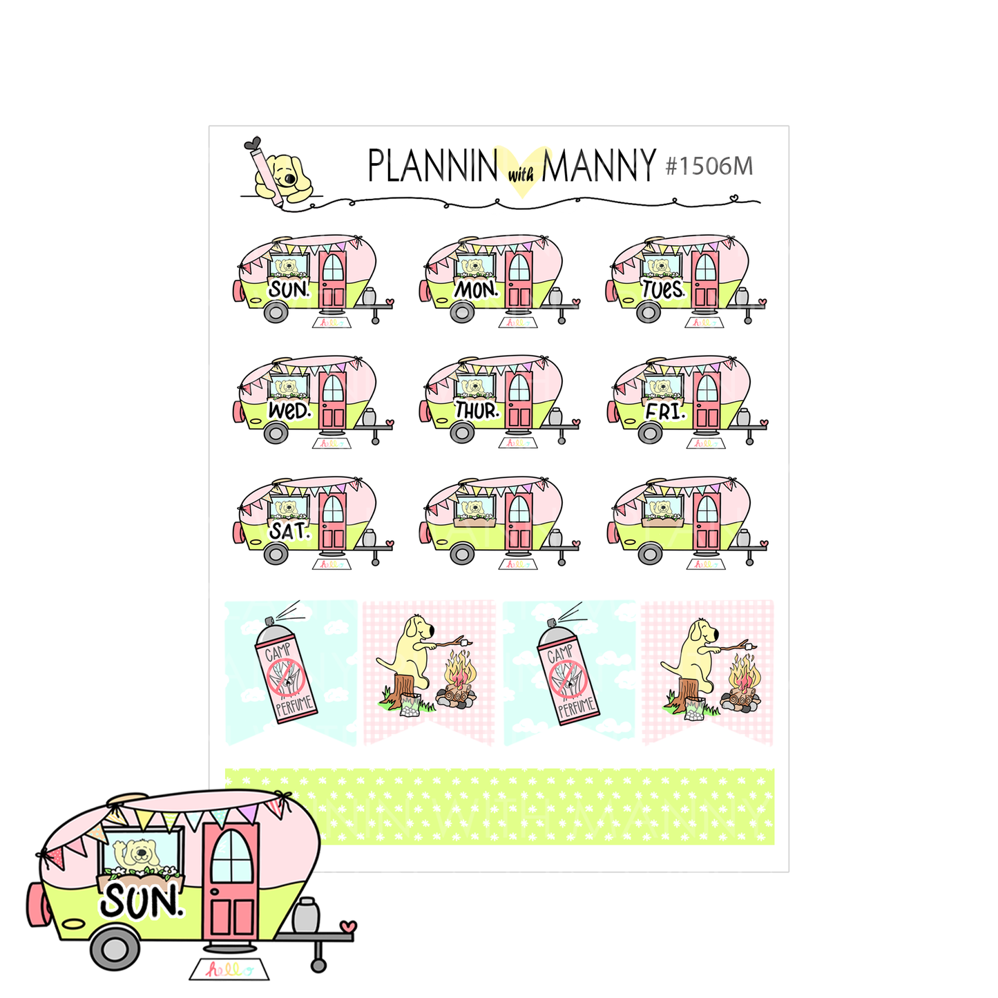 1506 Camper Date Cover Planner Stickers