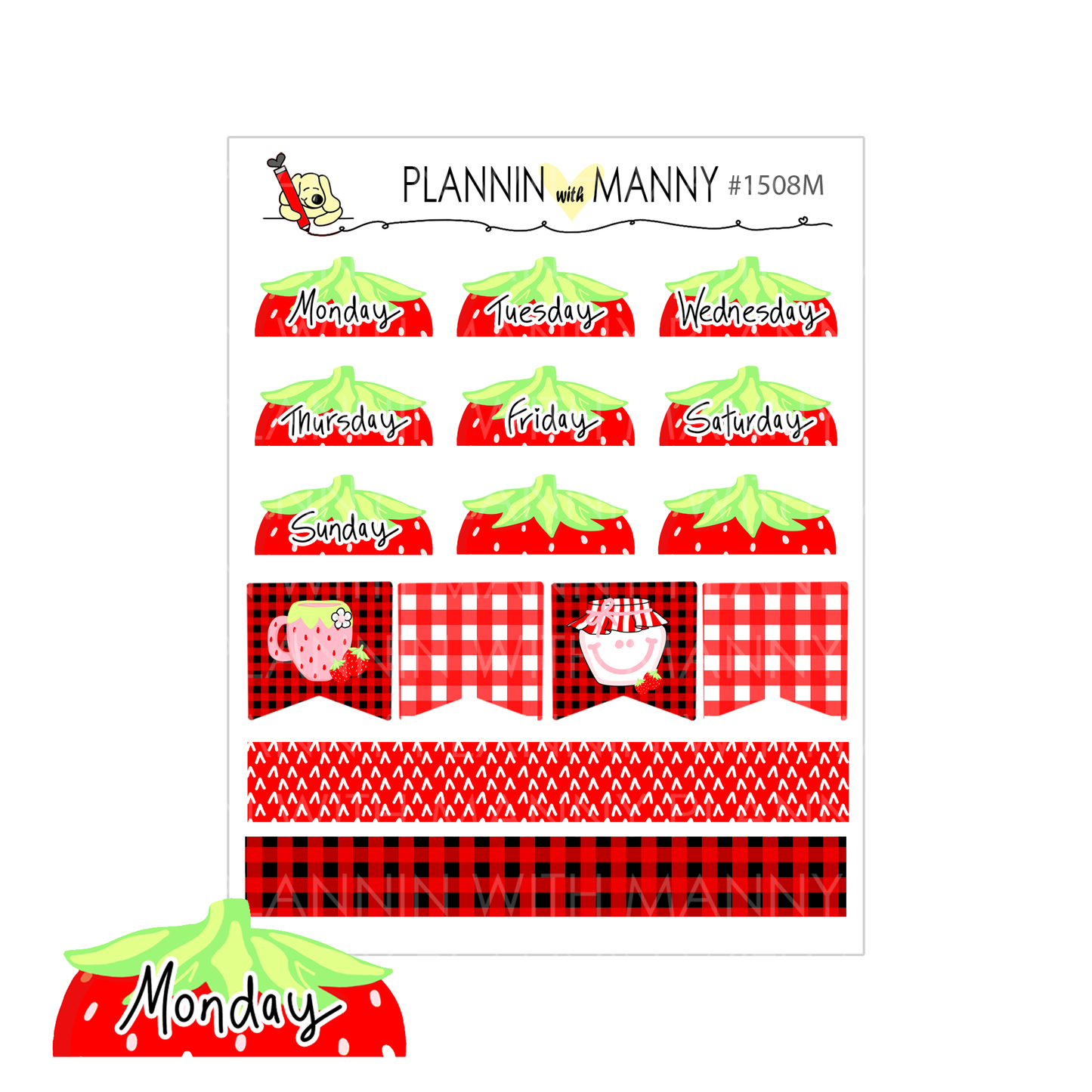 1508 Strawberry Date Cover Planner Stickers