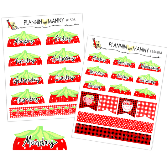 1508 Strawberry Date Cover Planner Stickers