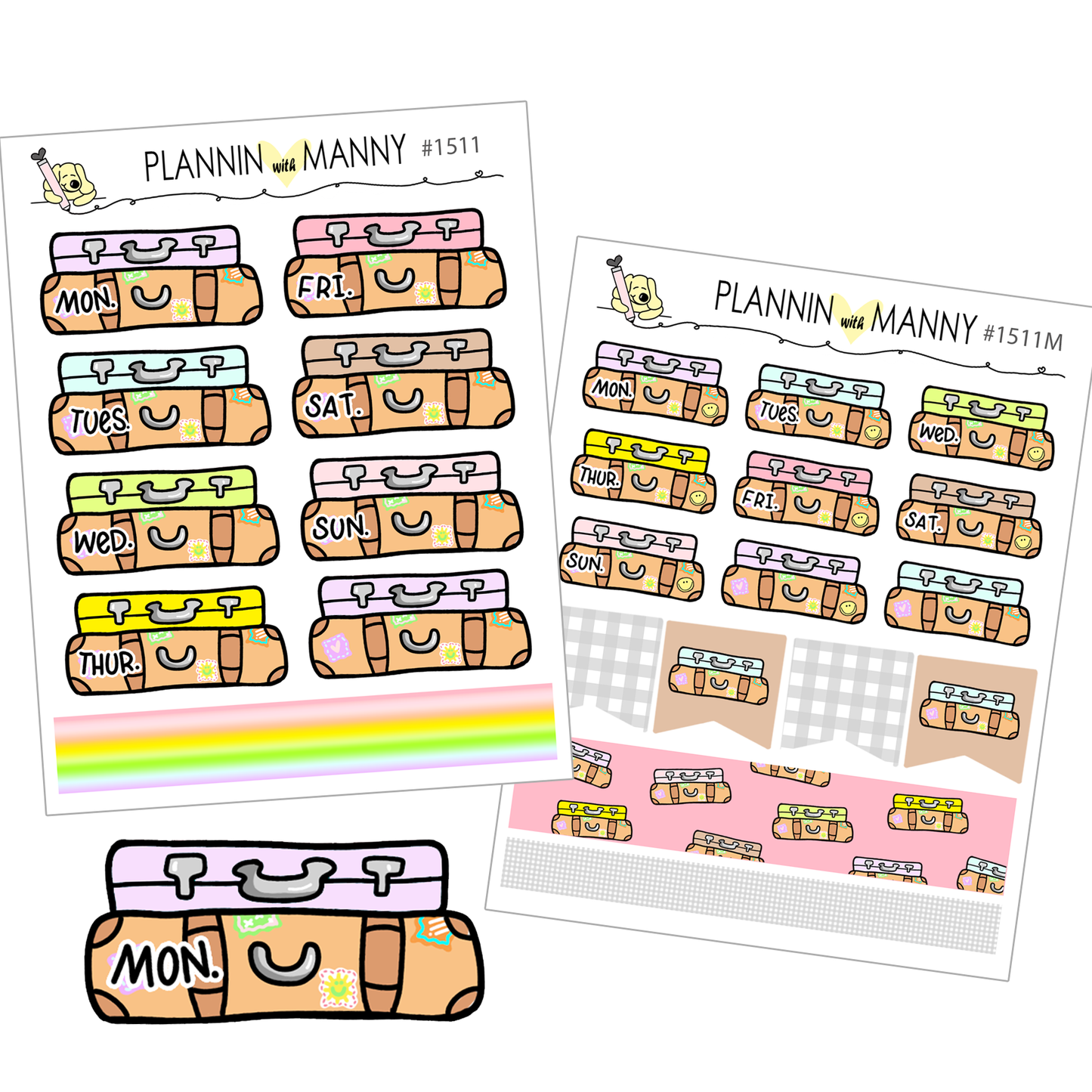 1511 Suitcase Date Cover Planner Stickers