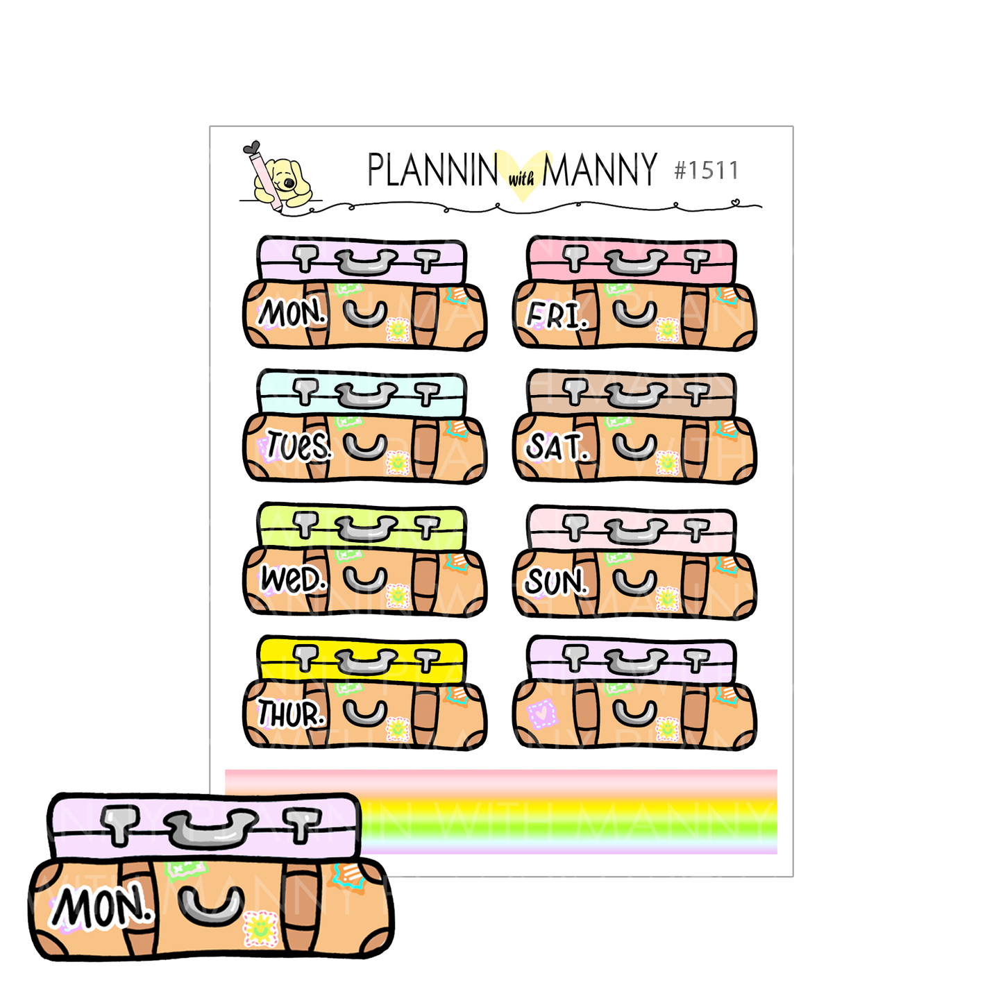 1511 Suitcase Date Cover Planner Stickers