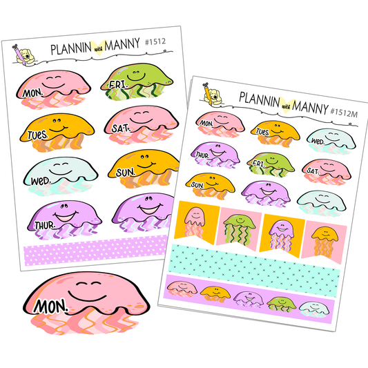 1512 Jelly Fish Date Cover Planner Stickers