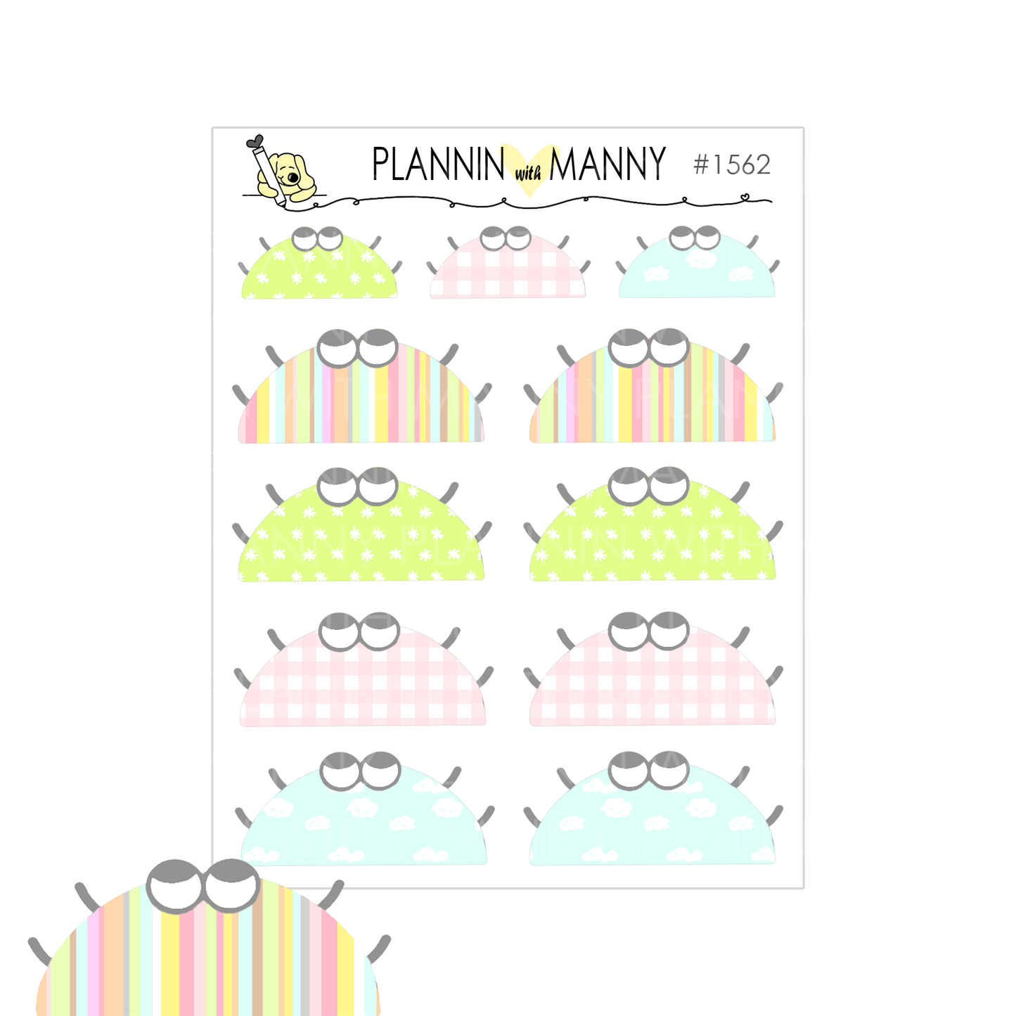 1562 Pastel Spider Write In Planner Stickers