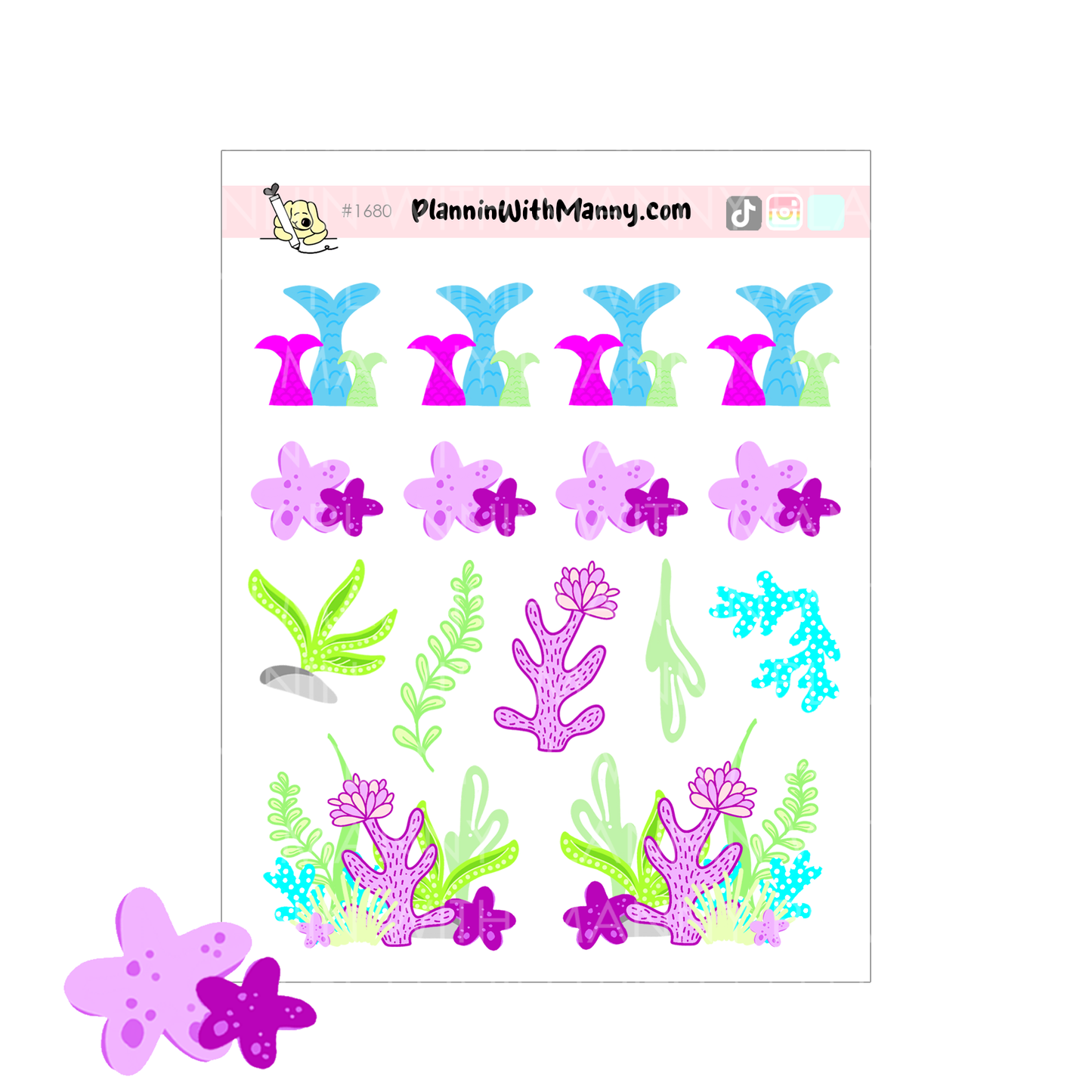 1680 Mermaid Tales Sea Life  Planner Stickers