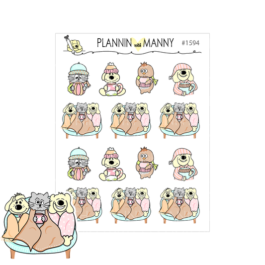 1594 Cozy Days Characters Planner Stickers