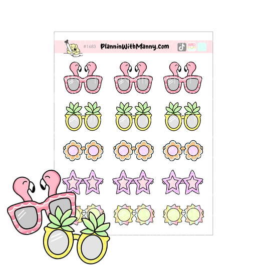 1683 Beach Vibes Sunglasses Planner Stickers