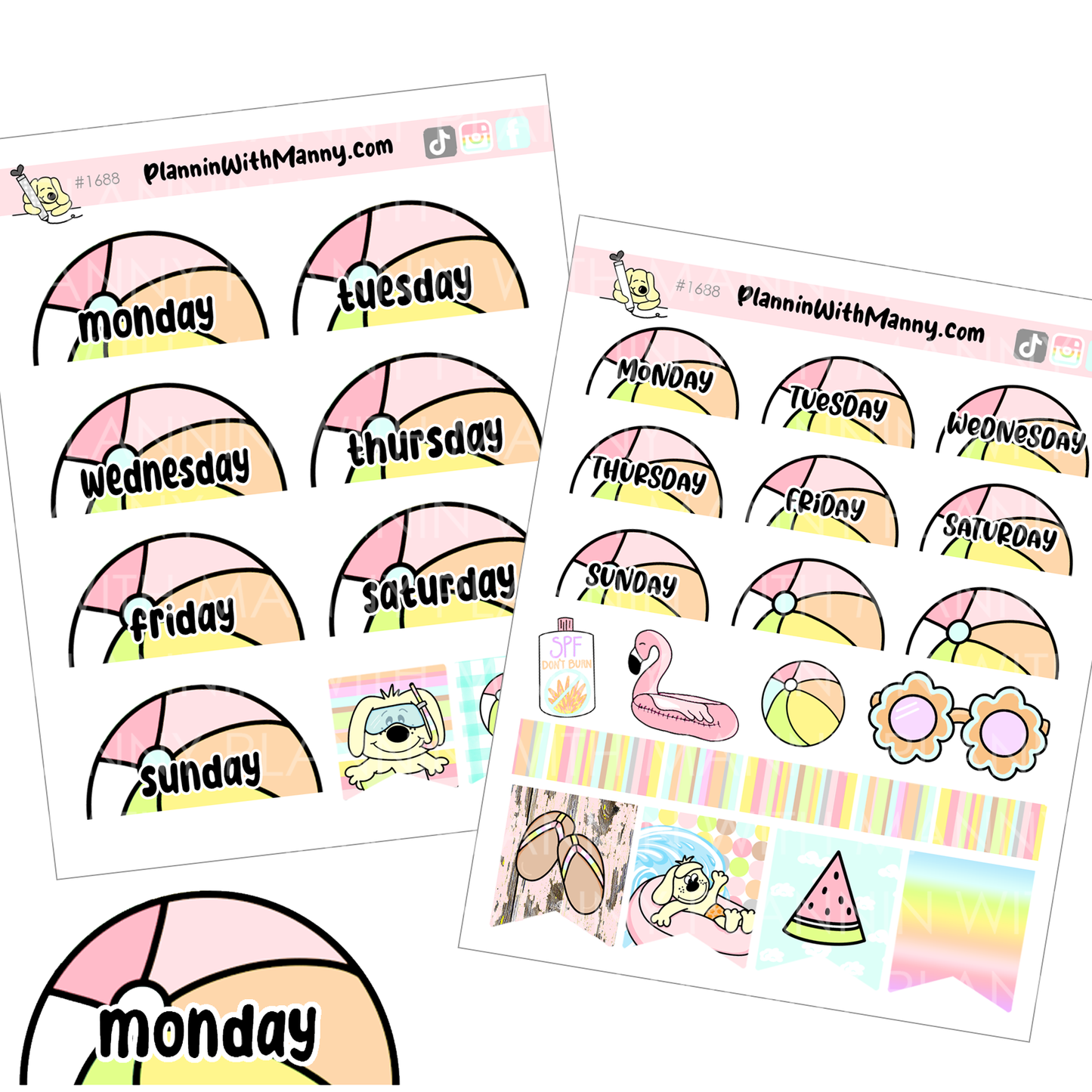 1688 Beach Ball Date Cover Planner Stickers