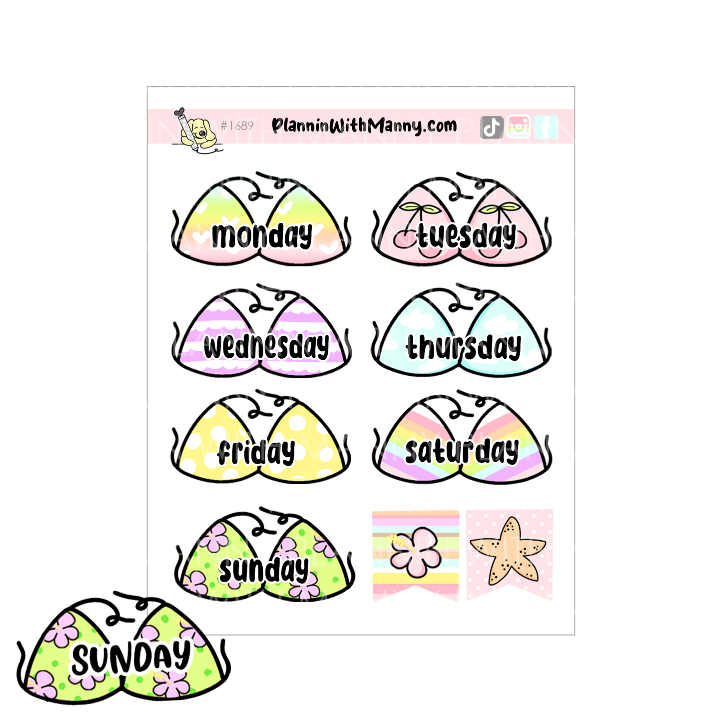 1689 Bikini Date Cover Planner Stickers