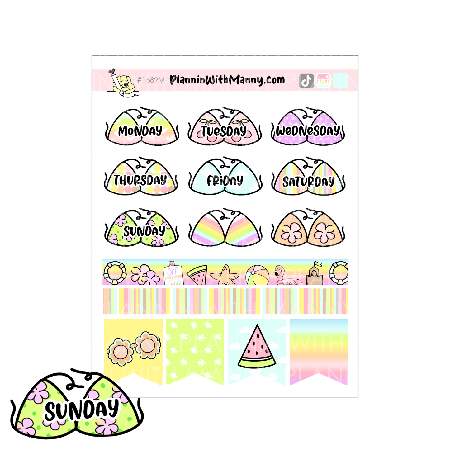 1689 Bikini Date Cover Planner Stickers