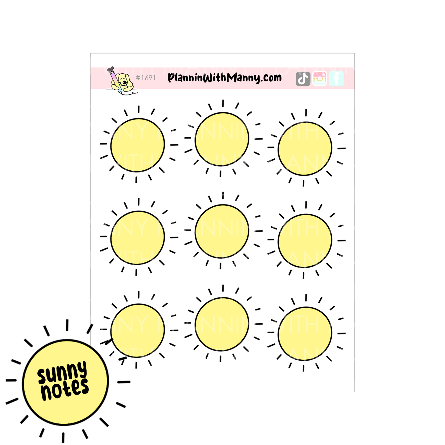 1691 Write in Sunshine Planner Stickers