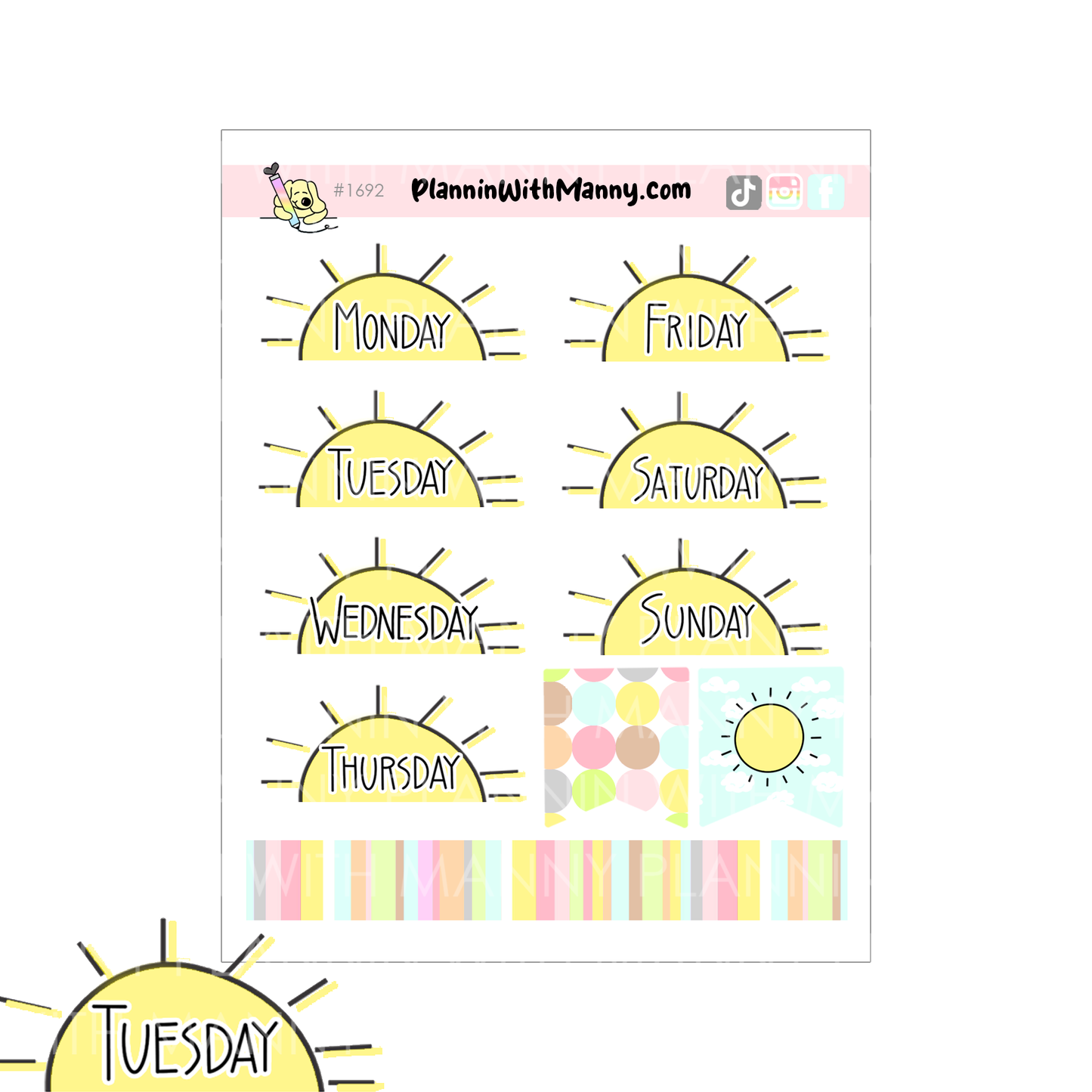 1692 Sunshine Date Cover Planner Stickers