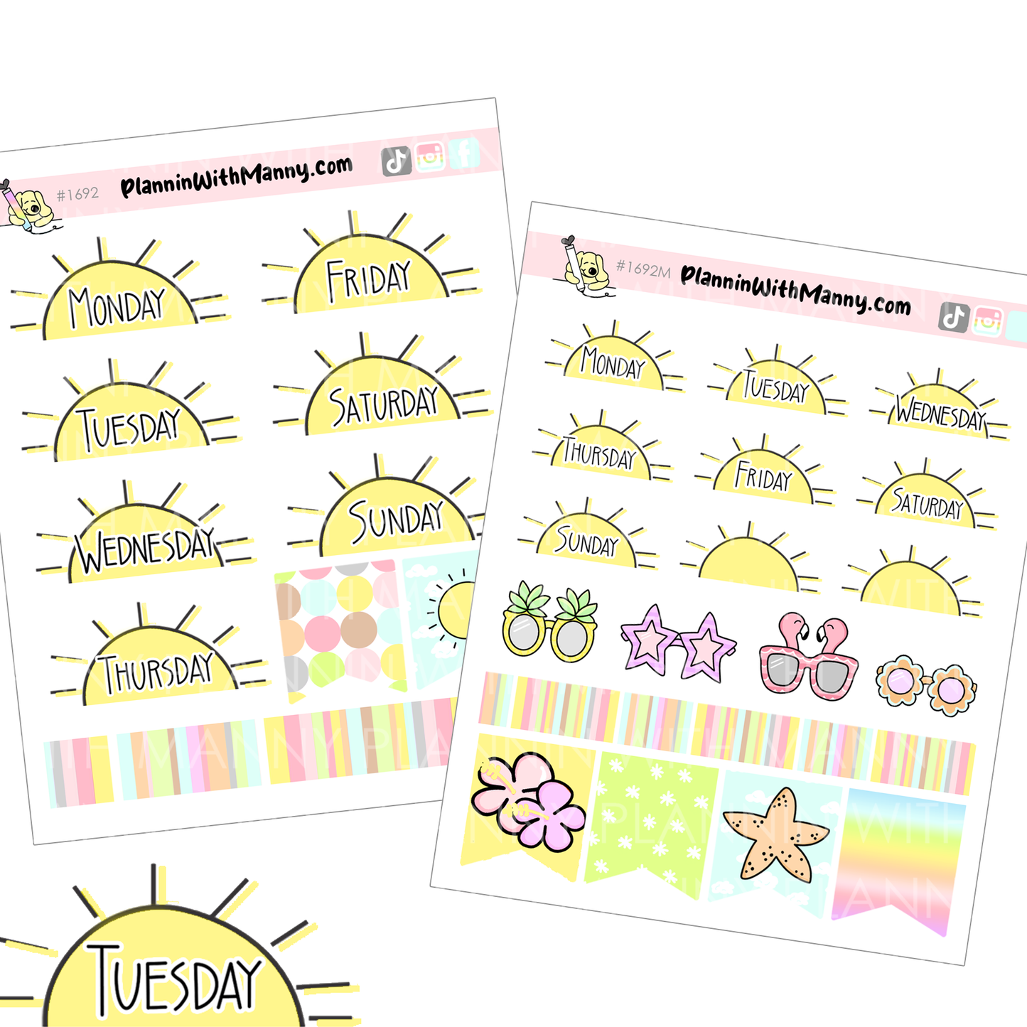 1692 Sunshine Date Cover Planner Stickers