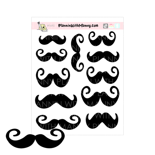 1695 Mustache Planner Stickers