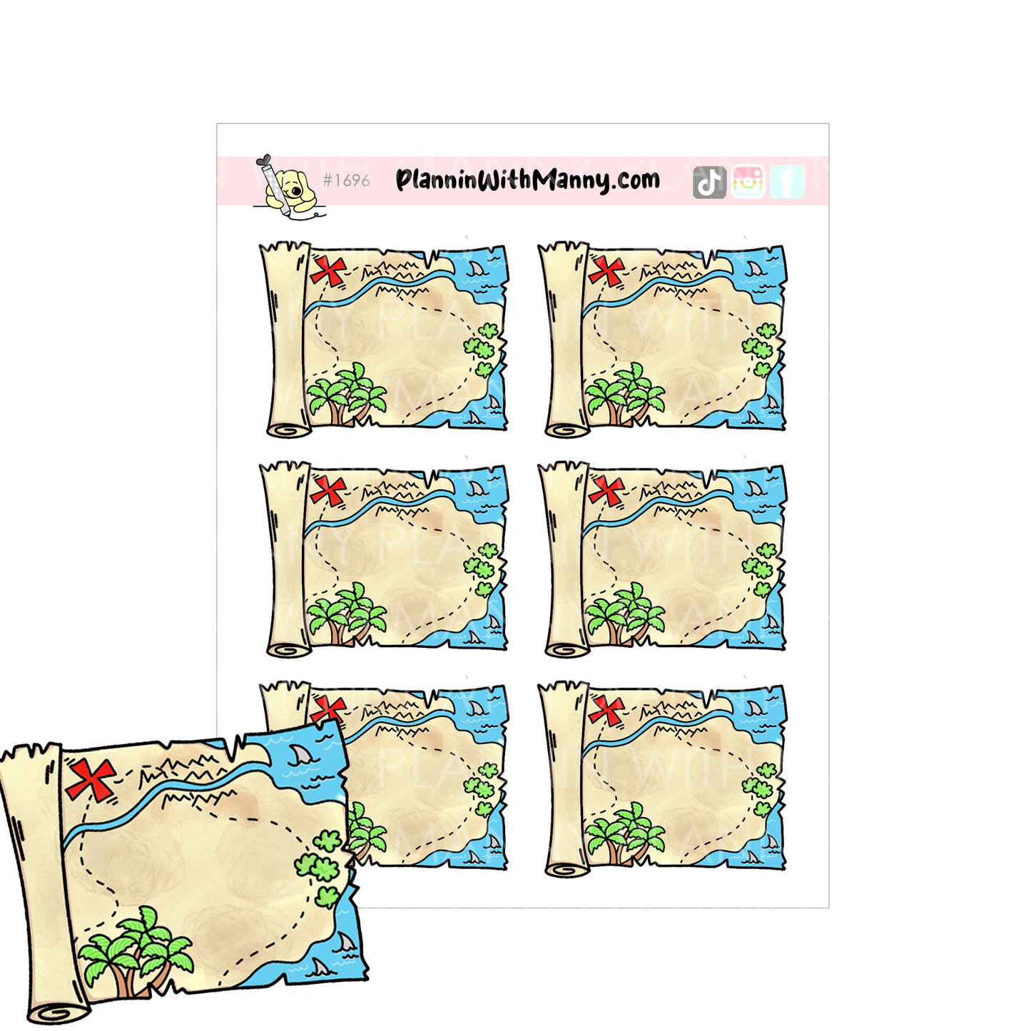 1696 Treasure Map Write In Planner Stickers