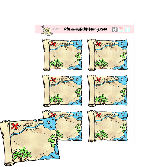 1696 Treasure Map Write In Planner Stickers