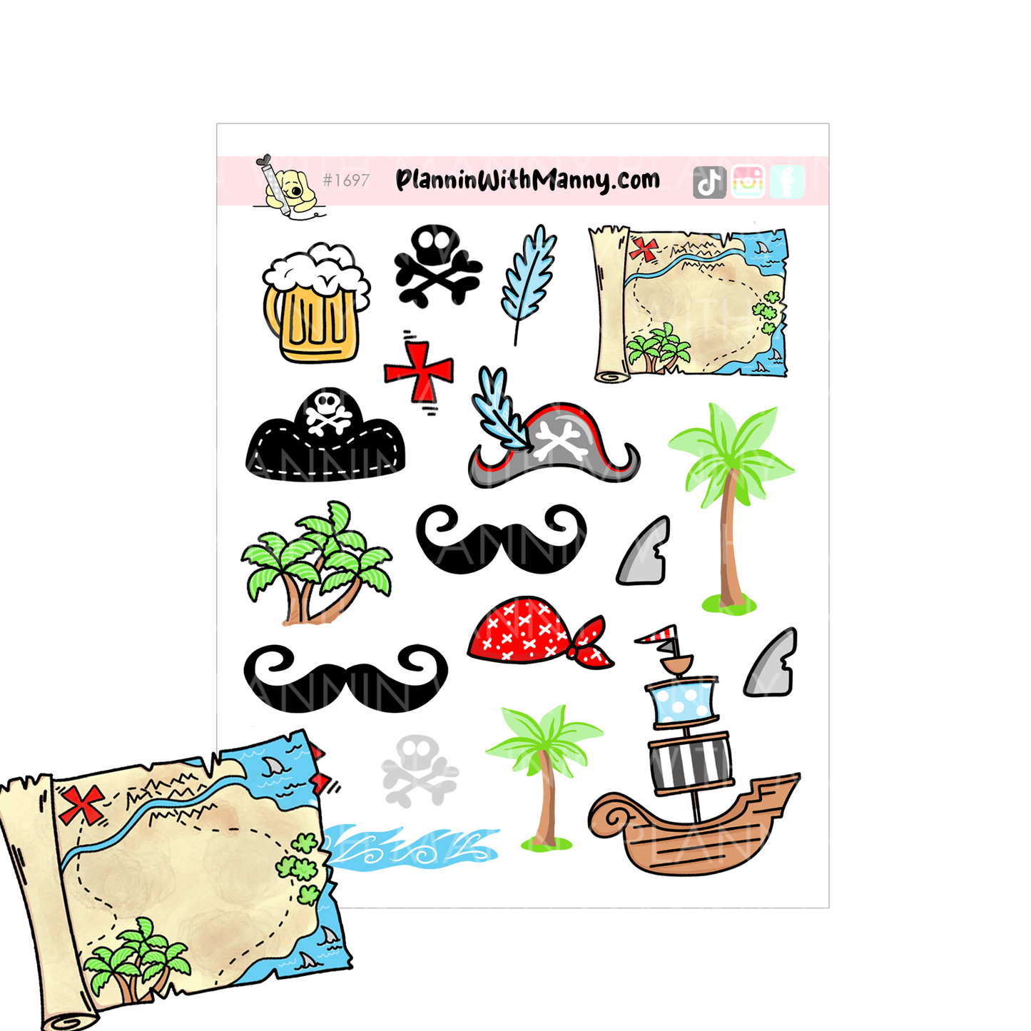 1697 Pirate Life Deco Planner Stickers