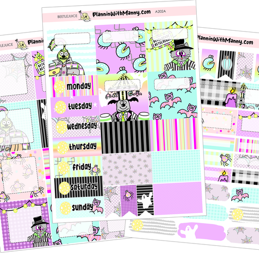 A202 5 & 7 Day Weekly Planner Kit and Hybrid Planner -Beetlejuice