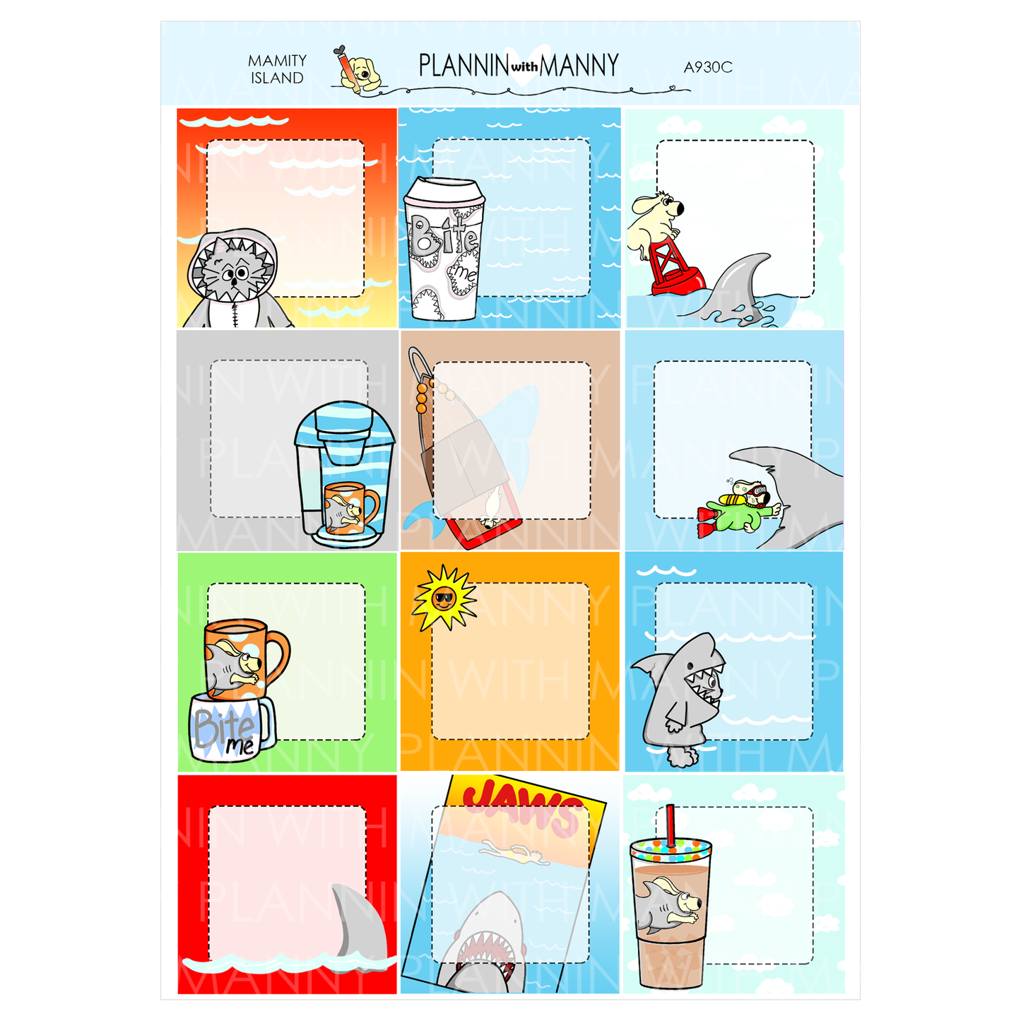 A930C Mamity Island 1.5" Square Planner Stickers