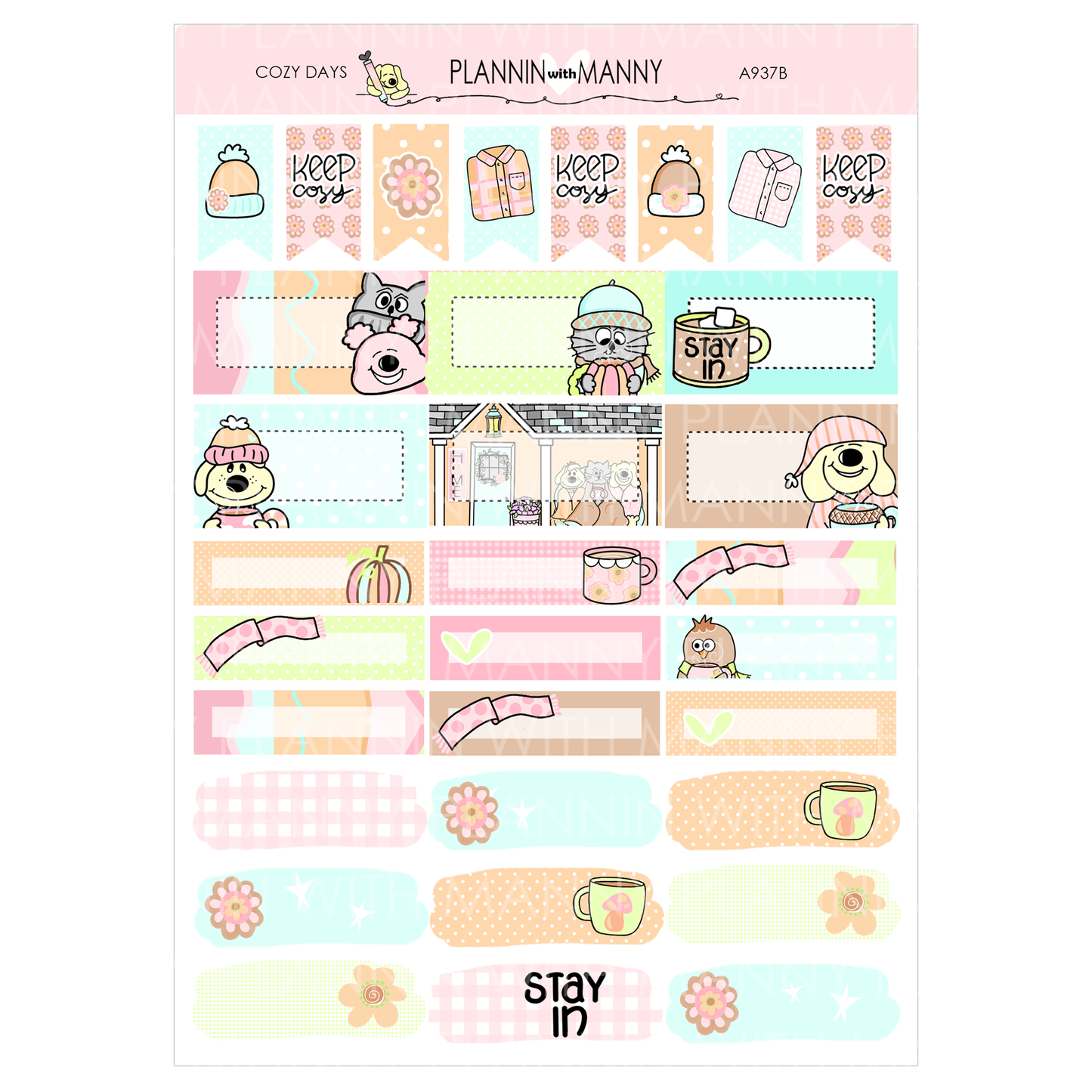 A937 ACADEMIC 5 & 7 Day Weekly Planner Kit and Hybrid Planner -Cozy Days Collection