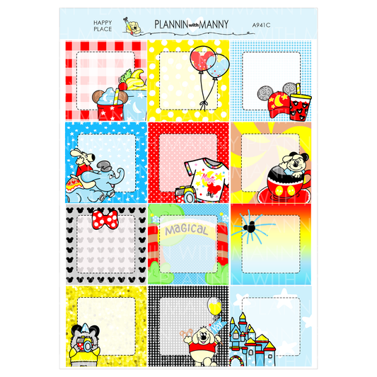 A941C Happy Place 1.5" Square Planner Stickers