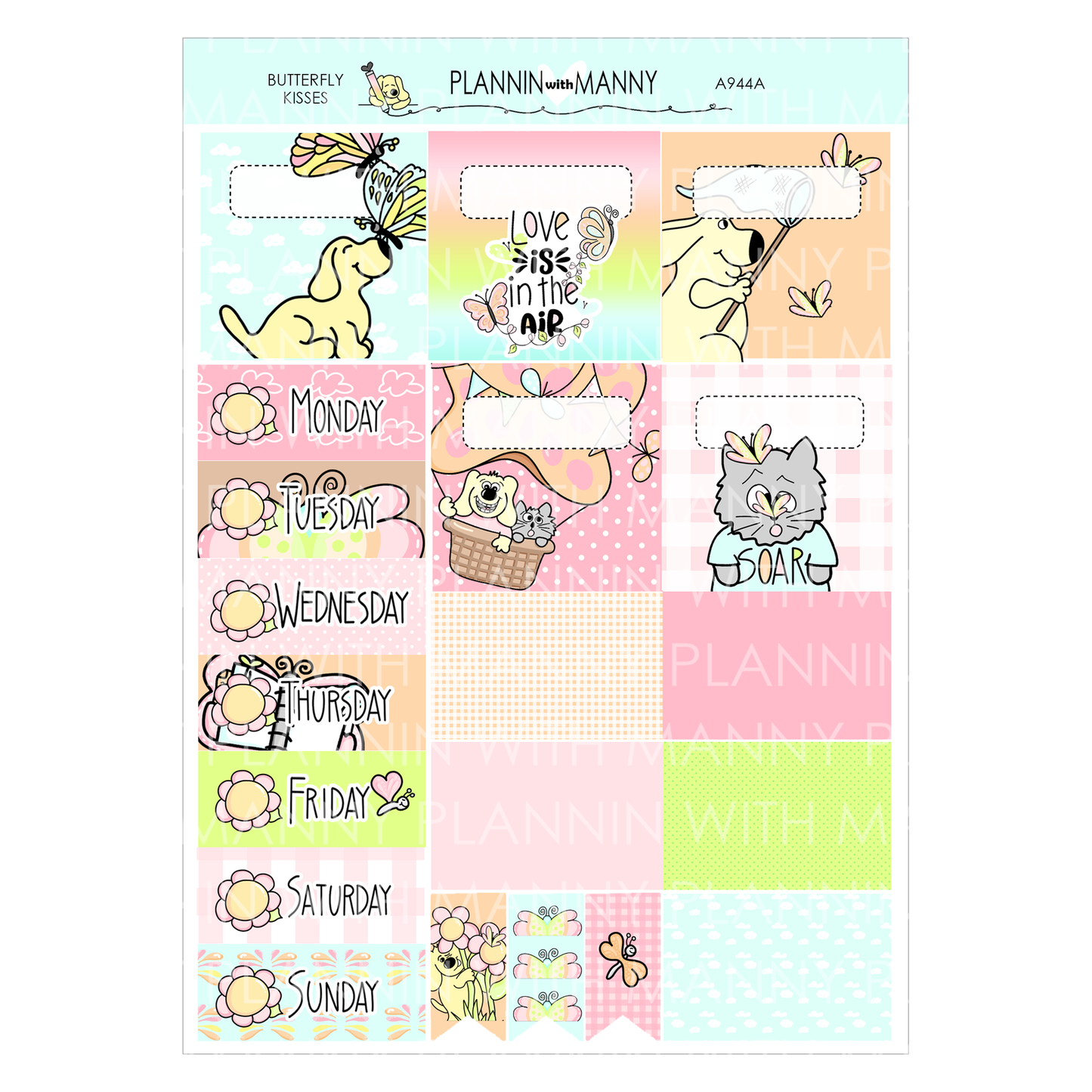 A944 ACADEMIC 5 & 7 Day Weekly Planner Kit and Hybrid Planner -Butterfly Kisses Collection