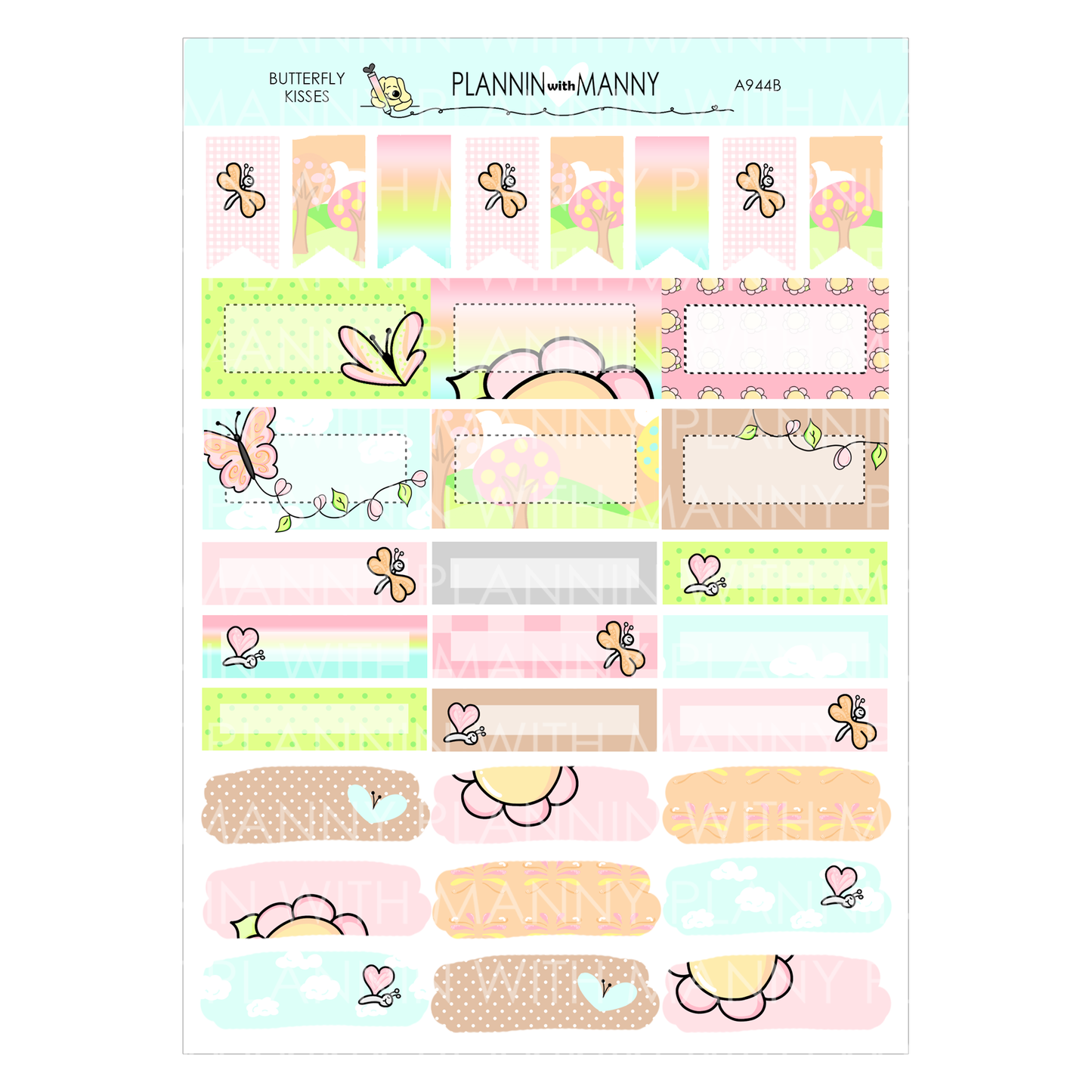 A944 ACADEMIC 5 & 7 Day Weekly Planner Kit and Hybrid Planner -Butterfly Kisses Collection