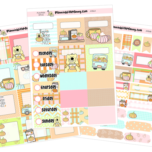 A986 5 & 7 Day Weekly Planner Kit and Hybrid Planner -Pumpkin Spice