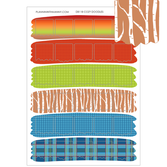 DB118 Cozy Doodles Flag Planner Stickers